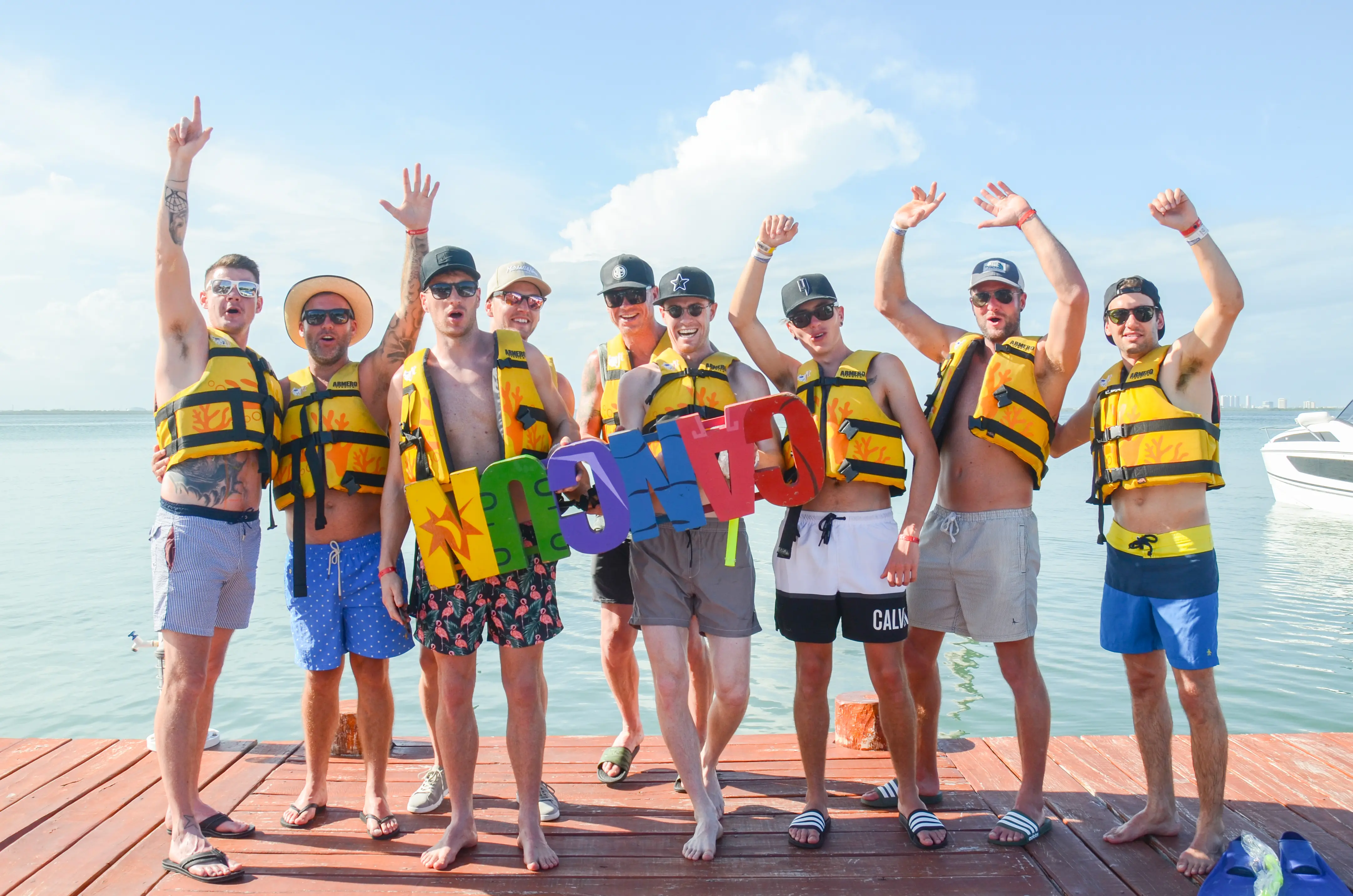 Friends in Cancun celebrating a birthday