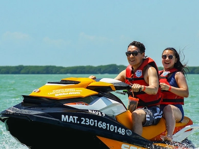 A guy driving a Jetski