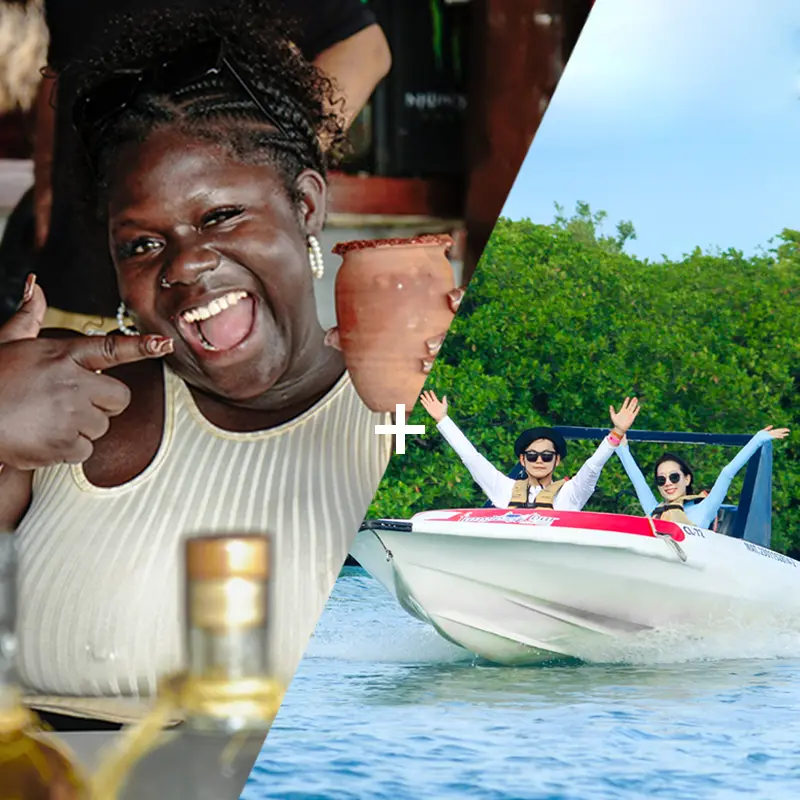 A couple driving a Jetski